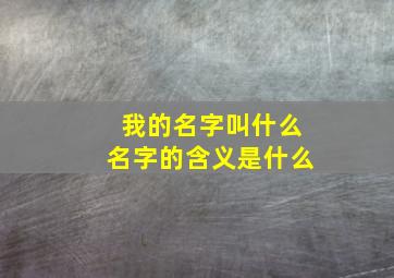 我的名字叫什么名字的含义是什么