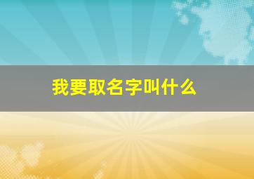 我要取名字叫什么,我该取什么名字好呢