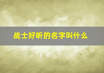 战士好听的名字叫什么,战士好听的名字叫什么来着