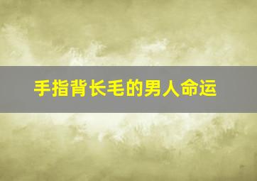 手指背长毛的男人命运,手指背部长毛的命相