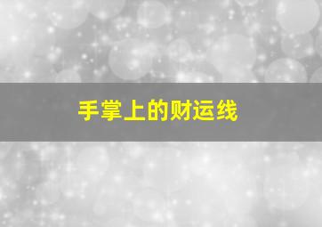 手掌上的财运线,手掌上的财运线图解