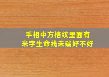 手相中方格纹里面有米字生命线未端好不好,生命线有方格纹为什么