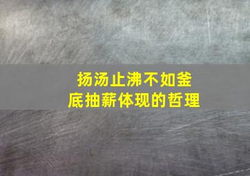 扬汤止沸不如釜底抽薪体现的哲理,扬汤止沸釜底抽薪这两个成语的意思