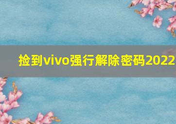 捡到vivo强行解除密码2022,我捡了一个vivo手机可是它有六位数密码