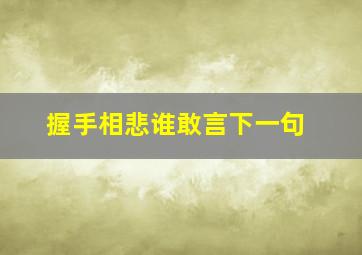 握手相悲谁敢言下一句,握手相悲谁敢言下一句怎么说