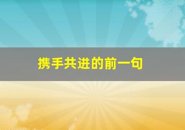 携手共进的前一句,携手共进的前一句是什么