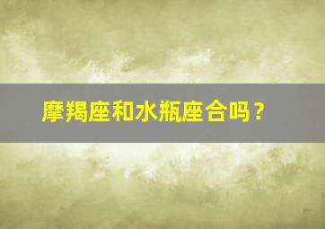 摩羯座和水瓶座合吗？