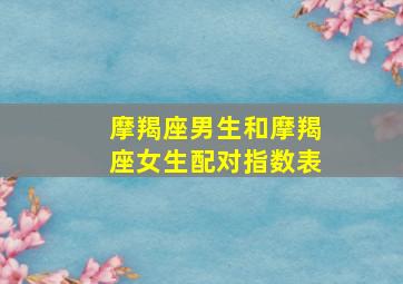 摩羯座男生和摩羯座女生配对指数表,摩羯座男生和摩羯座女生般配吗