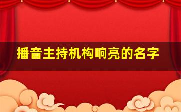 播音主持机构响亮的名字,播音主持培训机构起名