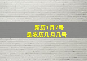 新历1月7号是农历几月几号,新历1月7号是农历几月几号生日