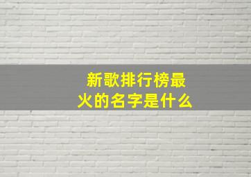 新歌排行榜最火的名字是什么,新歌排行榜最火的名字是什么歌曲