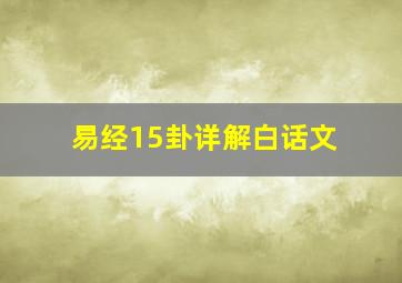 易经15卦详解白话文,易经15卦详解白话文大全