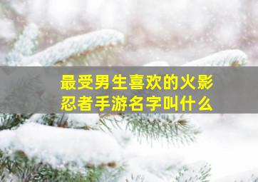 最受男生喜欢的火影忍者手游名字叫什么,玩火影忍者游戏适合男生的网名