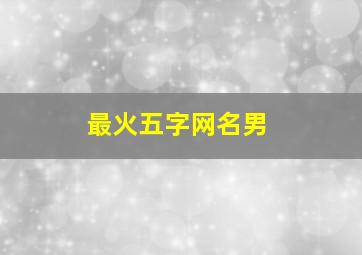 最火五字网名男,最火五字网名男生霸气