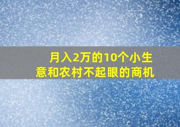 月入2万的10个小生意和农村不起眼的商机,月入2万的十个小生意