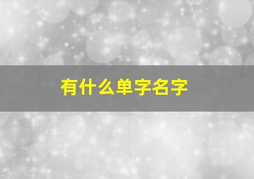 有什么单字名字,有哪些单字名字