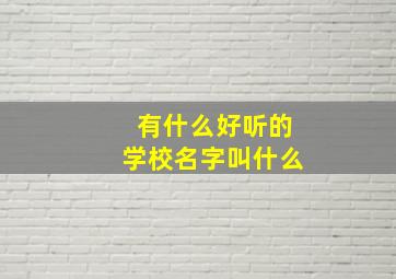 有什么好听的学校名字叫什么,有什么好听的学校名称