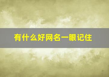 有什么好网名一眼记住,让人一眼就能记住的游戏名