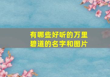 有哪些好听的万里碧道的名字和图片,万里碧道标识