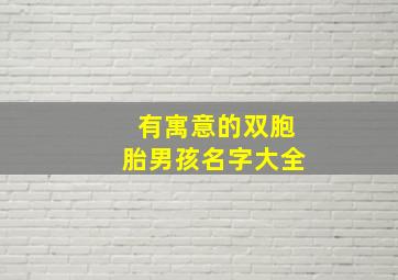 有寓意的双胞胎男孩名字大全,双胞胎名字男孩子