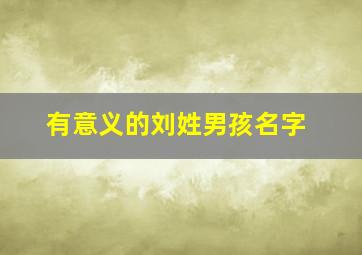 有意义的刘姓男孩名字,刘姓男孩名字高端大气响亮