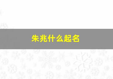 朱兆什么起名,朱兆瑞公司状况 什么