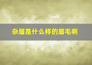 杂眉是什么样的眉毛啊,杂眉太多