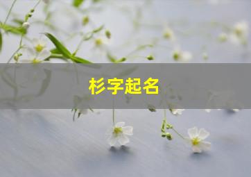 杉字起名,杉字起名好不好