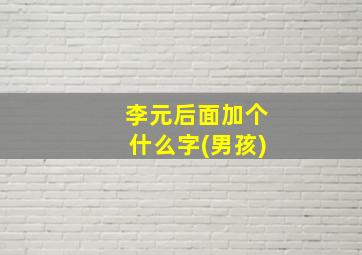 李元后面加个什么字(男孩),李元什么好听