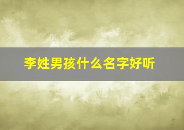 李姓男孩什么名字好听,李姓男孩什么名字最好