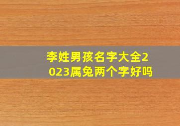 李姓男孩名字大全2023属兔两个字好吗,姓李的男孩起名字大全2023年