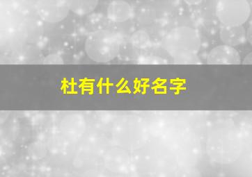 杜有什么好名字,杜取名字好听的名字男孩