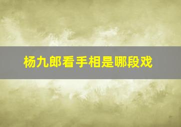 杨九郎看手相是哪段戏,杨九郎手指