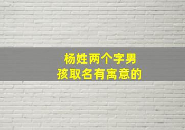 杨姓两个字男孩取名有寓意的,姓杨的男孩名字两个字的名字