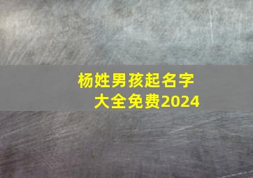 杨姓男孩起名字大全免费2024,杨姓男孩取名2024