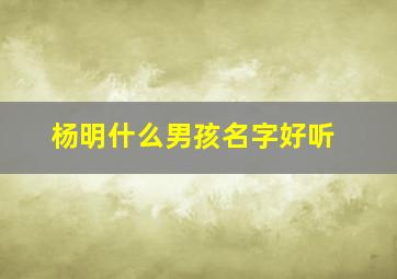 杨明什么男孩名字好听,杨明开头男宝宝名字