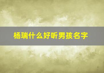 杨瑞什么好听男孩名字,独一无二姓杨男孩名字