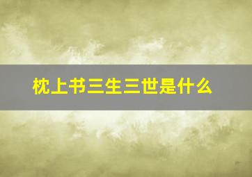 枕上书三生三世是什么,三生三世枕上书是什么意思?