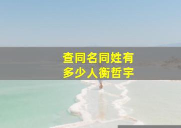 查同名同姓有多少人衡哲宇,和衡同音的字