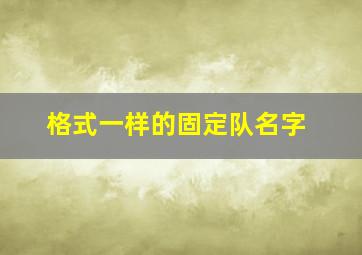 格式一样的固定队名字,格式一样的固定队名字诗意