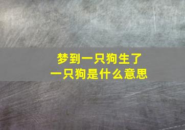 梦到一只狗生了一只狗是什么意思,梦到一只狗生了很多宝宝