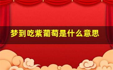 梦到吃紫葡萄是什么意思,梦到吃紫葡萄是什么意思啊