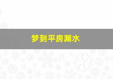 梦到平房漏水