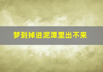 梦到掉进泥潭里出不来,梦到掉在泥潭里出不来了