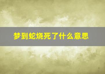 梦到蛇烧死了什么意思,梦到蛇烧死了什么意思周公解梦