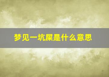 梦见一坑屎是什么意思,梦到一大坑屎