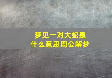 梦见一对大蛇是什么意思周公解梦,做梦梦到一对大蛇