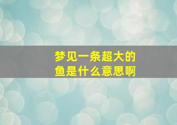 梦见一条超大的鱼是什么意思啊,梦见一条超大的鱼是什么意思啊解梦