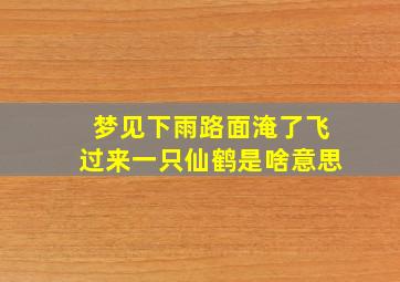 梦见下雨路面淹了飞过来一只仙鹤是啥意思