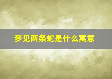 梦见两条蛇是什么寓意,梦见两条蛇寓意啥